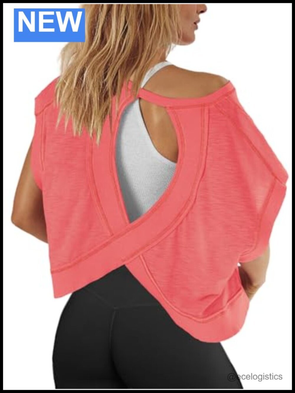 Oversized Open Back Workout Top Short Sleeve Tee